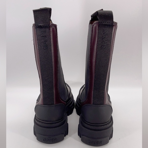 Ganni Cleated Leather Mid Chelsea Boots - Picture 9 of 10